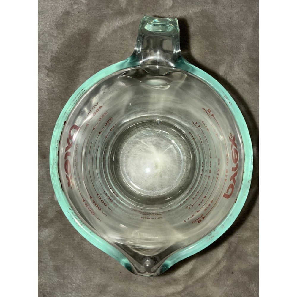 Pyrex Measuring Cup 2 Cup Glass Open Handle Red Lettering 500 ml - Picture 4 of 6